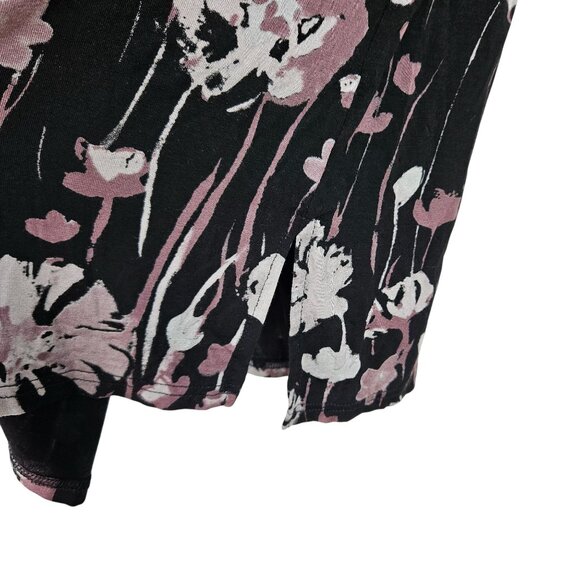 Black Floral Womens Midi Dress With Drawstring Waist Size Med Career Dinner - Picture 8 of 11